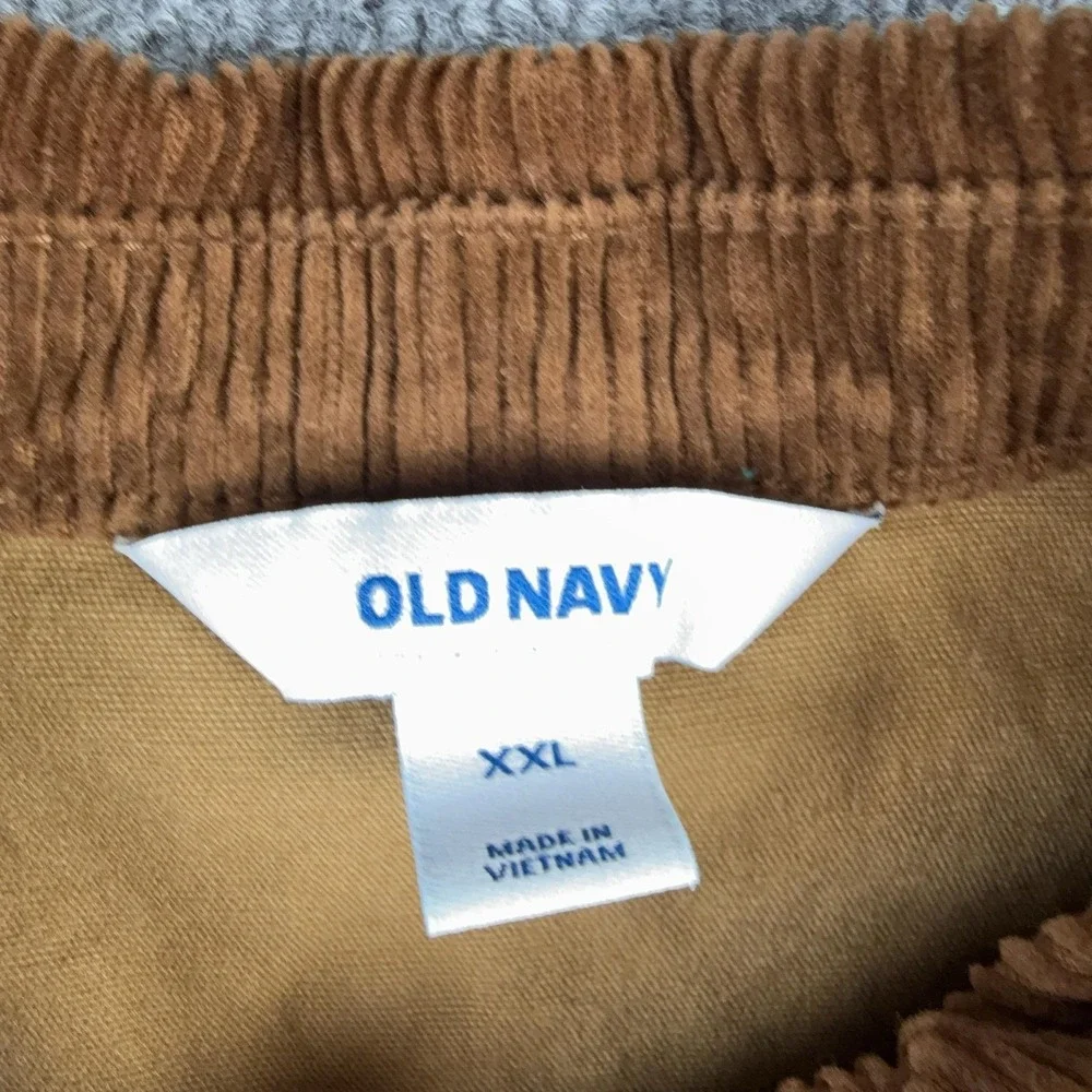 Old Navy 00s Jacket Mens 2XL Brown Canvas Corduroy Collar Workwear Coat